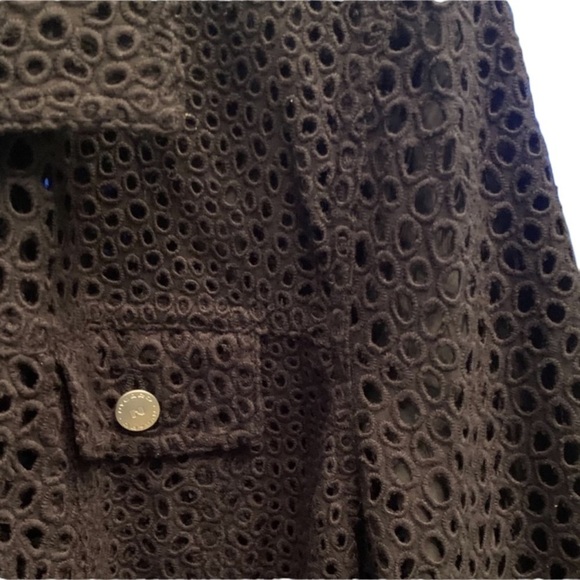 Black “Jean Jacket” Style Jacket with Eyelet Fabric - Picture 2 of 7